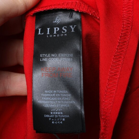 Lipsy London One-Shoulder Red Sheath Dress Asymmetrical-Pleat Cutout Stretch 12 - Picture 10 of 12